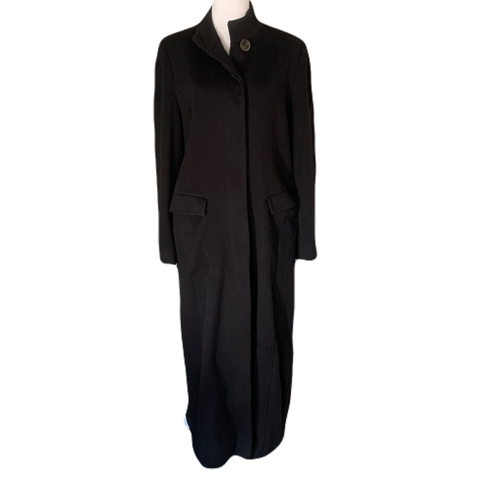 Fleurette Black Women’s Size 4 100% Loro Piana Wool Longline Button Coat Luxury